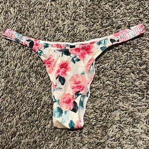 Victoria’s Secret Very Sexy satin shine pink floral thong size medium
